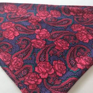 Red Purple &  Black Paisley And Roses Triangular Scarf